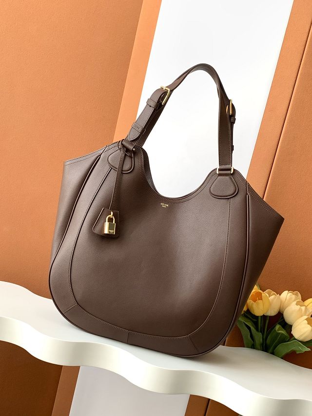 Celine original calfskin meo bag 119353 dark brown