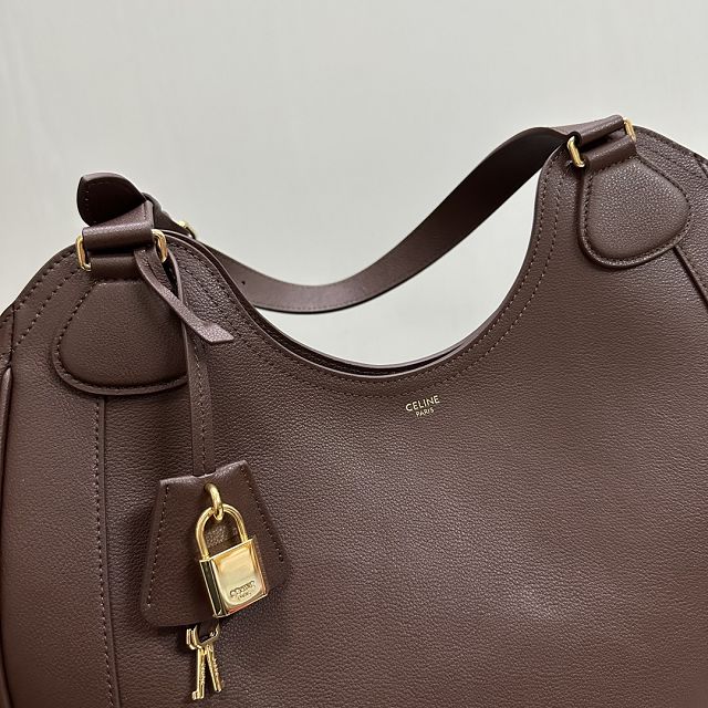 Celine original calfskin meo bag 119353 dark brown