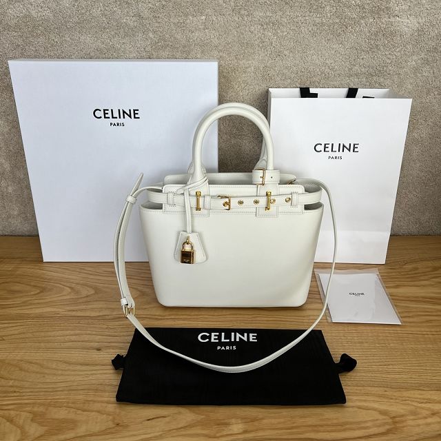 Celine original calfskin conti small handbag 114543 white