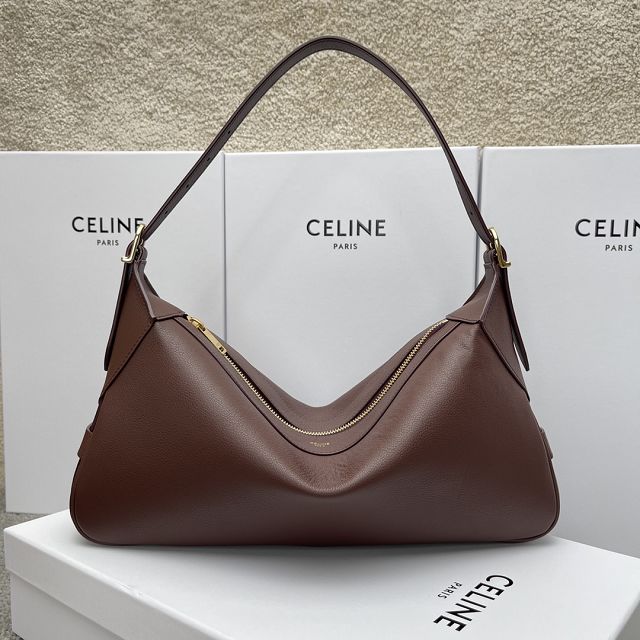 Celine original calfskin medium romy bag 197443 burgundy