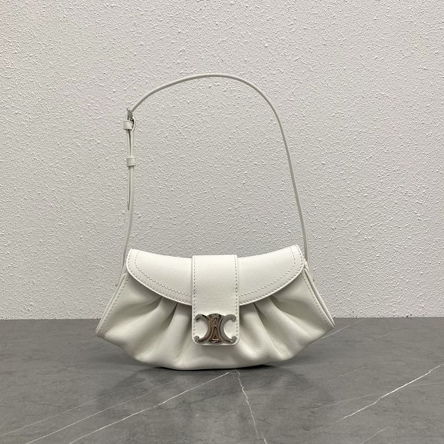 Celine original calfskin small polly bag 119883 white