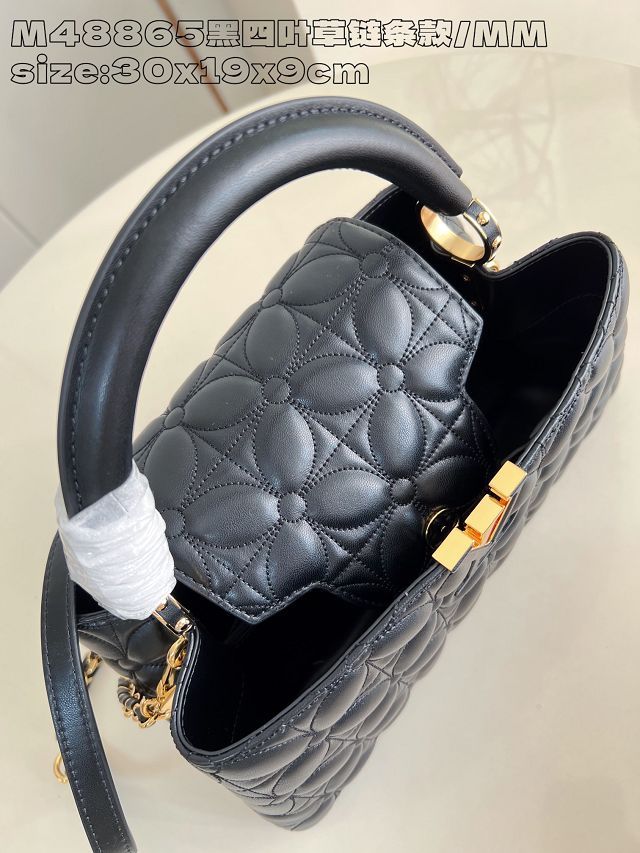 Louis vuitton original lambskin capucines east west MM M25284 black