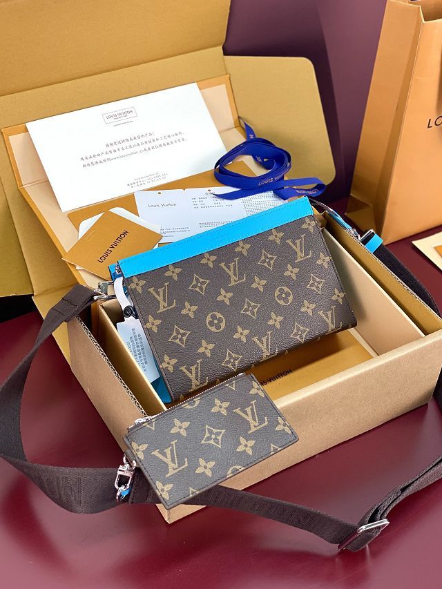 Louis vuitton original monogram canvas wearable wallet M81124 blue