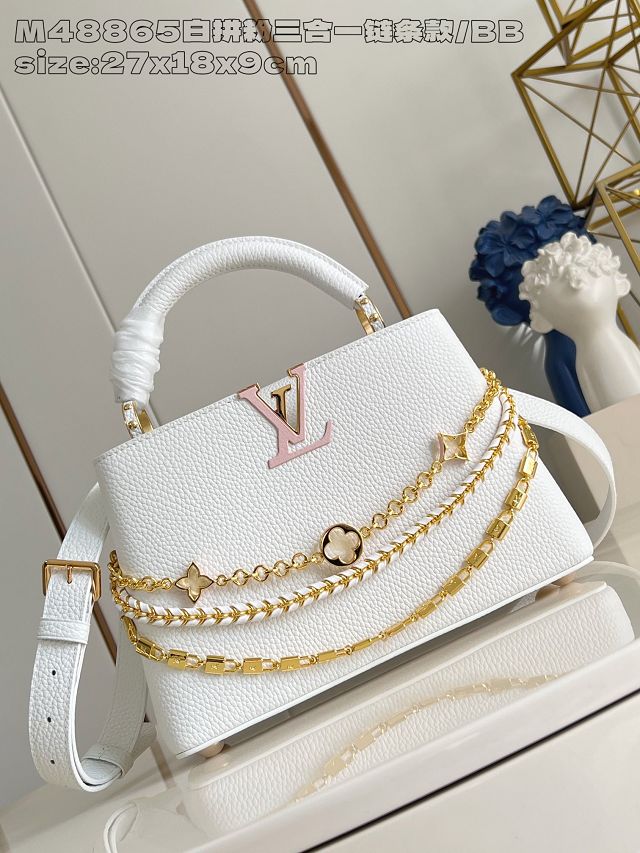 Louis vuitton original calfskin capucines BB M12345 white