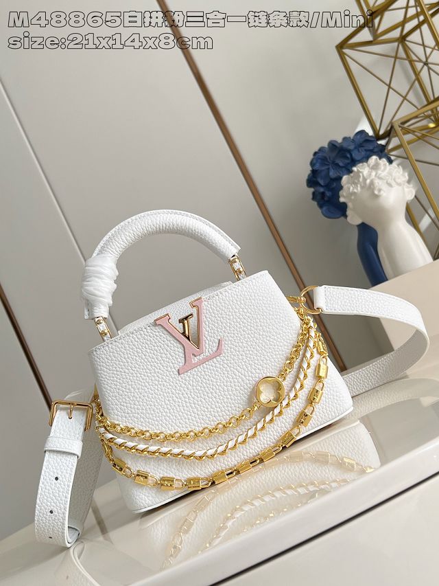 Louis vuitton original calfskin capucines mini M11906 white