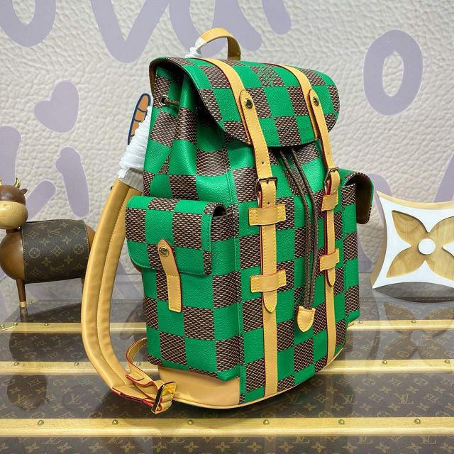 Louis vuitton original damier canvas christopher mm backpack N40564 green