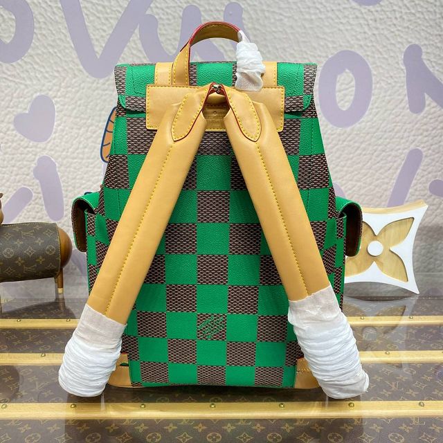 Louis vuitton original damier canvas christopher mm backpack N40564 green