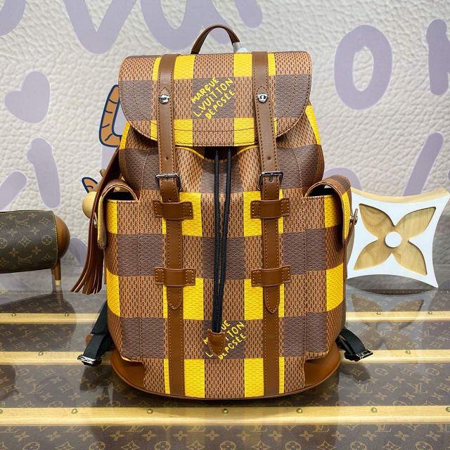 Louis vuitton original damier canvas christopher mm backpack N40654 yellow