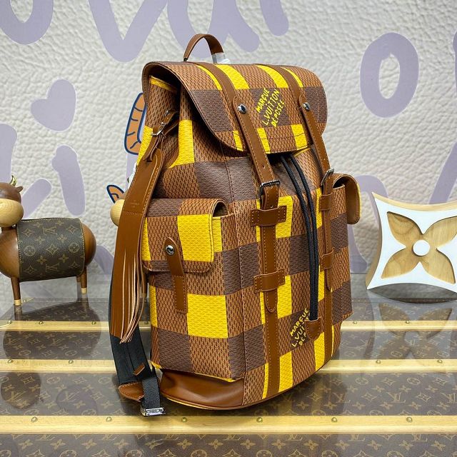 Louis vuitton original damier canvas christopher mm backpack N40654 yellow