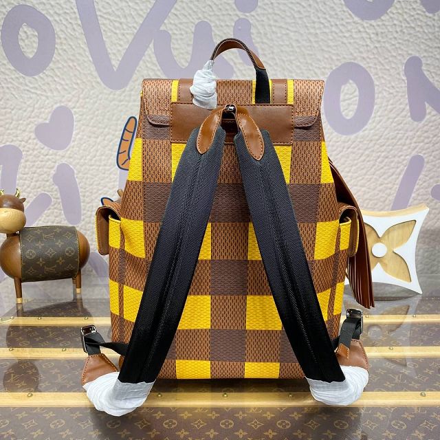 Louis vuitton original damier canvas christopher mm backpack N40654 yellow