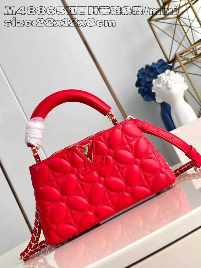 Louis vuitton original lambskin capucines east west mini M25283 red