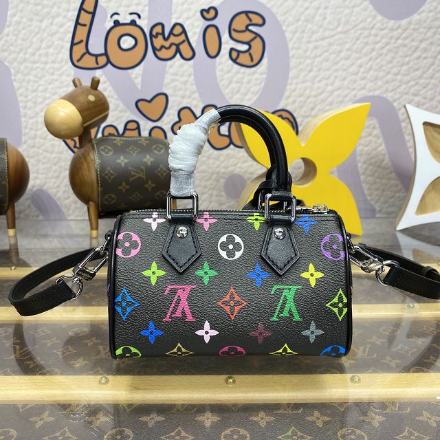 Louis vuitton original monogram canvas nano speedy M13406 black