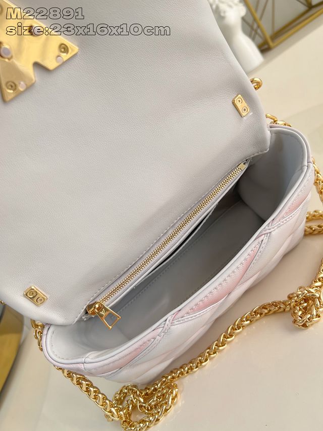 Louis vuitton original lambskin GO-14 medium handbag M14282 white&pink