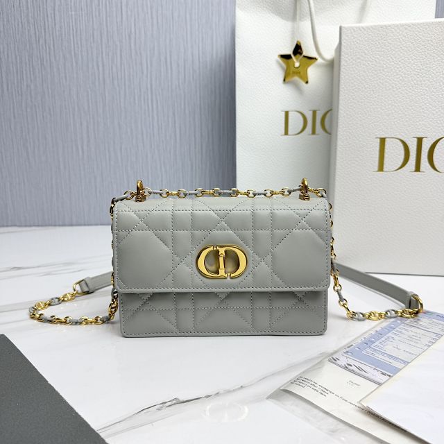 Dior original calfskin mini caro bag M9240 cloud grey