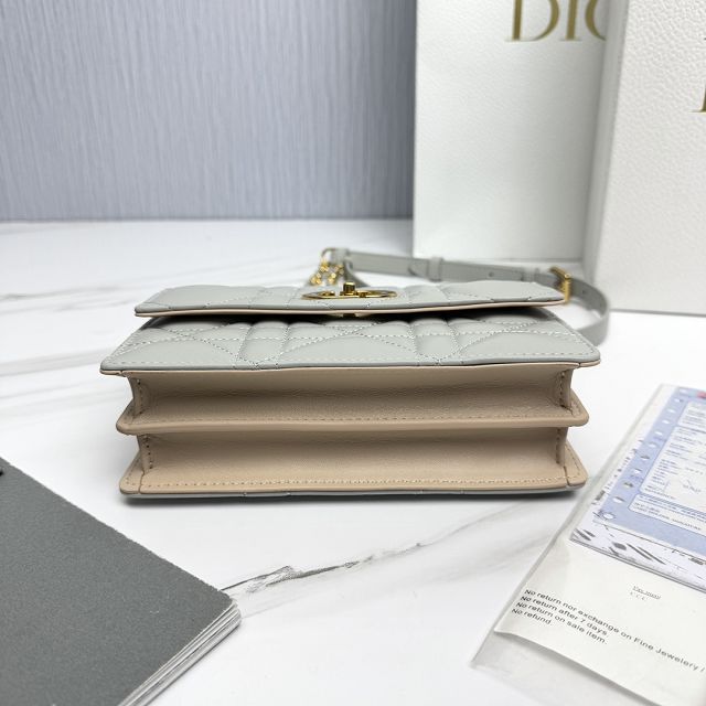 Dior original calfskin mini caro bag M9240 cloud grey