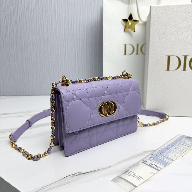 Dior original calfskin mini caro bag M9240 purple