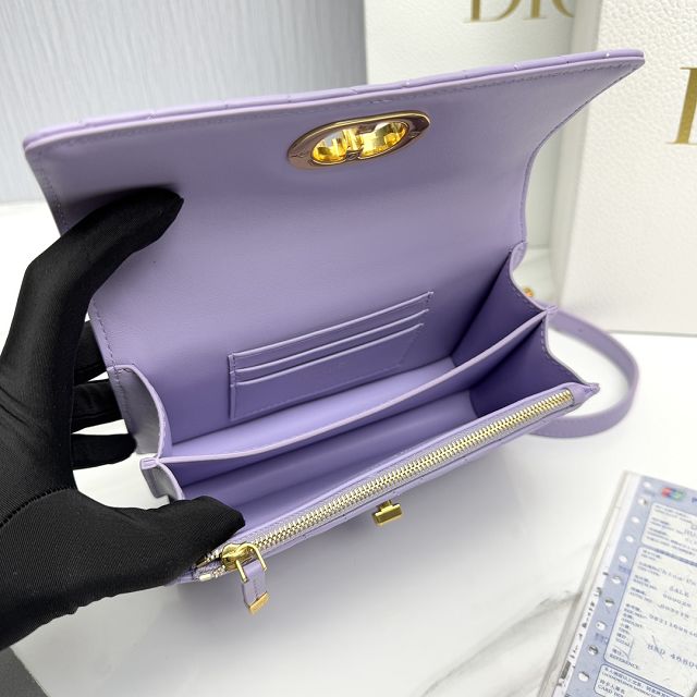 Dior original calfskin mini caro bag M9240 purple