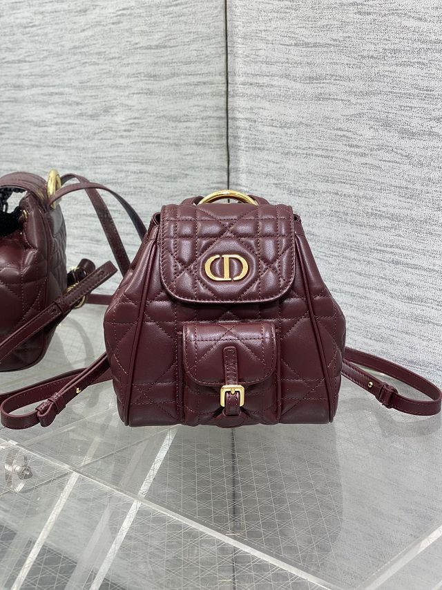 Dior original lambskin small caro backpack M6302 bordeaux