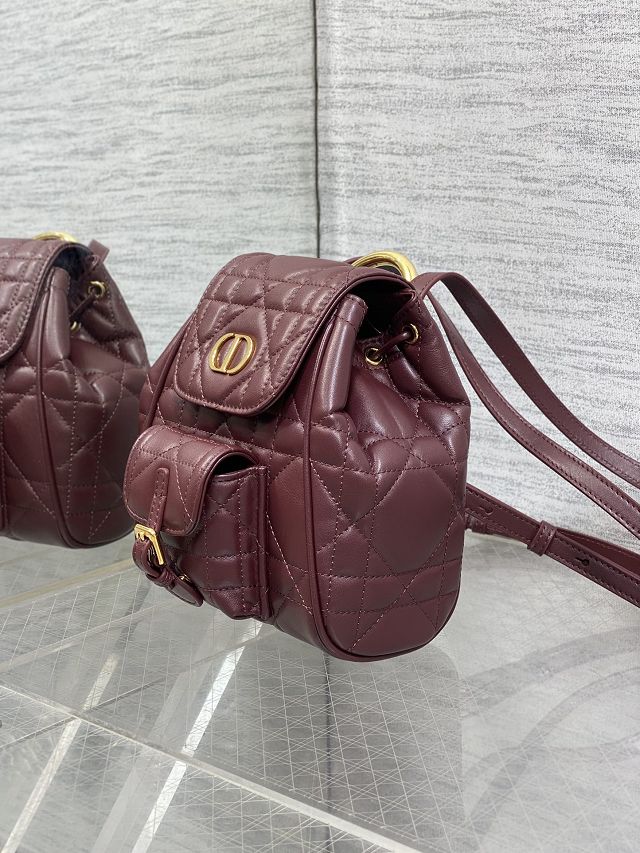 Dior original lambskin small caro backpack M6302 bordeaux