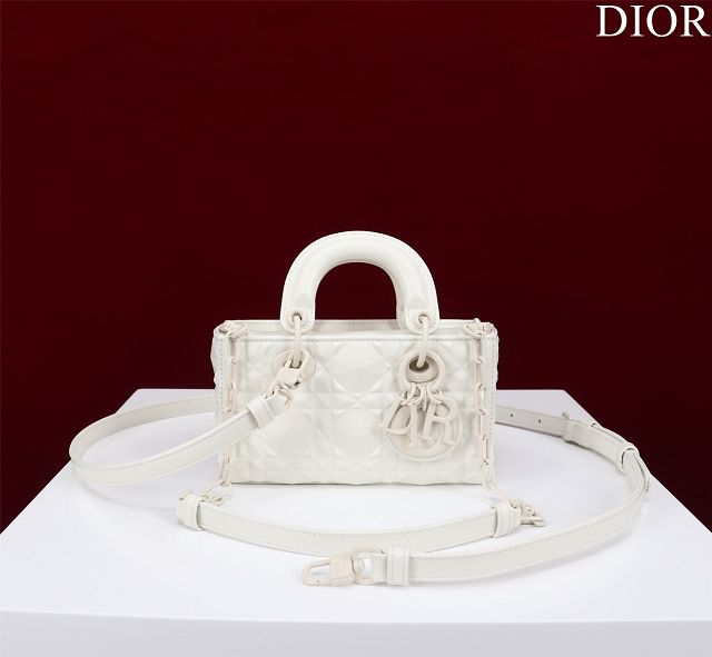 Dior original calfskin lady D-Joy micro bag S0910 white