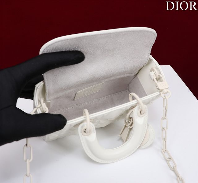 Dior original calfskin lady D-Joy micro bag S0910 white