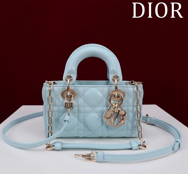 Dior original lambskin lady D-Joy micro bag S0910 blue