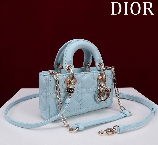 Dior original lambskin lady D-Joy micro bag S0910 blue