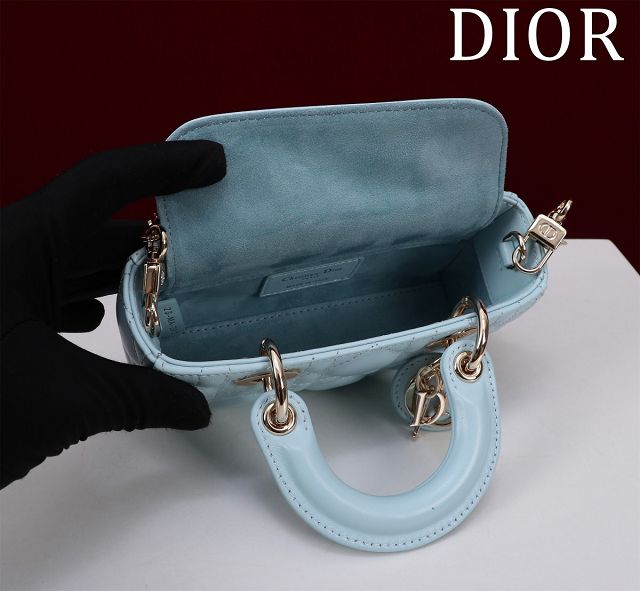 Dior original lambskin lady D-Joy micro bag S0910 blue