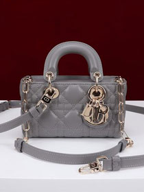 Dior original lambskin lady D-Joy micro bag S0910 dark grey