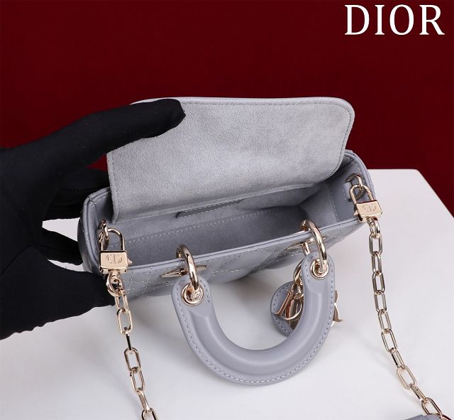 Dior original lambskin lady D-Joy micro bag S0910 grey