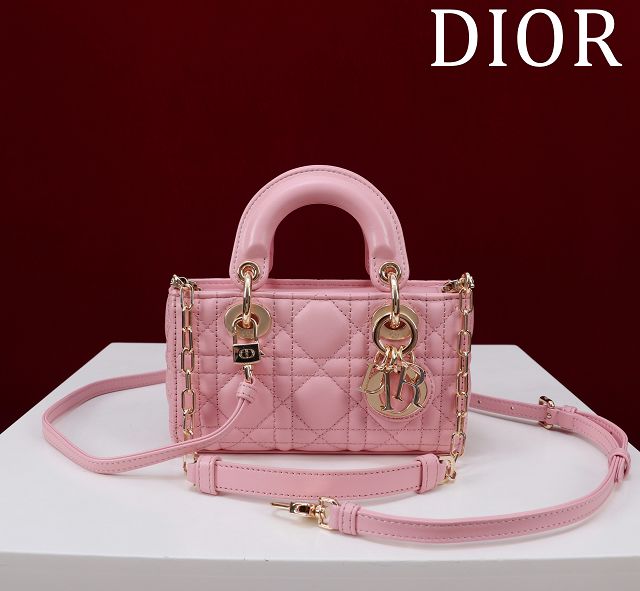 Dior original lambskin lady D-Joy micro bag S0910 pink