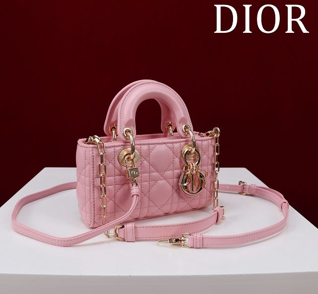 Dior original lambskin lady D-Joy micro bag S0910 pink