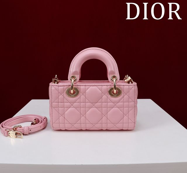 Dior original lambskin lady D-Joy micro bag S0910 pink