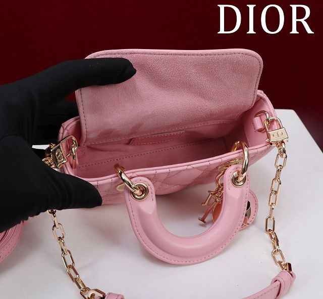 Dior original lambskin lady D-Joy micro bag S0910 pink