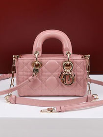 Dior original lambskin lady D-Joy micro bag S0910 pink