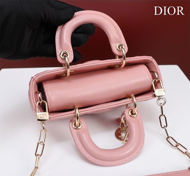 Dior original lambskin lady D-Joy micro bag S0910 pink