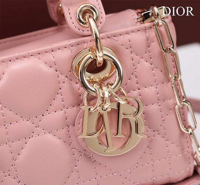 Dior original lambskin lady D-Joy micro bag S0910 pink