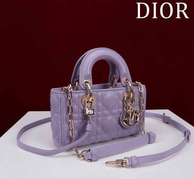 Dior original lambskin lady D-Joy micro bag S0910 purple