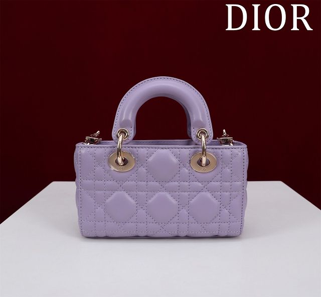 Dior original lambskin lady D-Joy micro bag S0910 purple