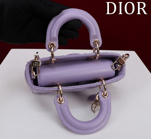 Dior original lambskin lady D-Joy micro bag S0910 purple