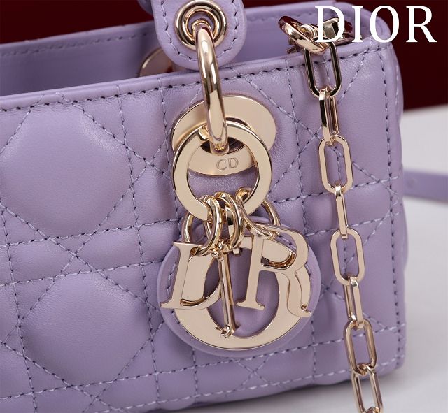 Dior original lambskin lady D-Joy micro bag S0910 purple