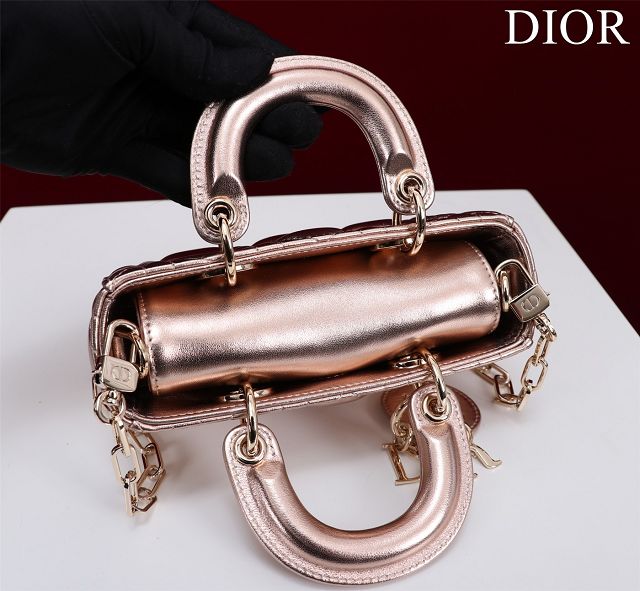 Dior original lambskin lady D-Joy micro bag S0910  gold