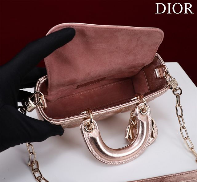 Dior original lambskin lady D-Joy micro bag S0910  gold