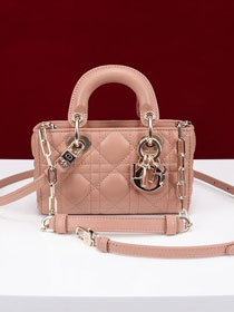 Dior original lambskin lady D-Joy micro bag S0910 rose pink