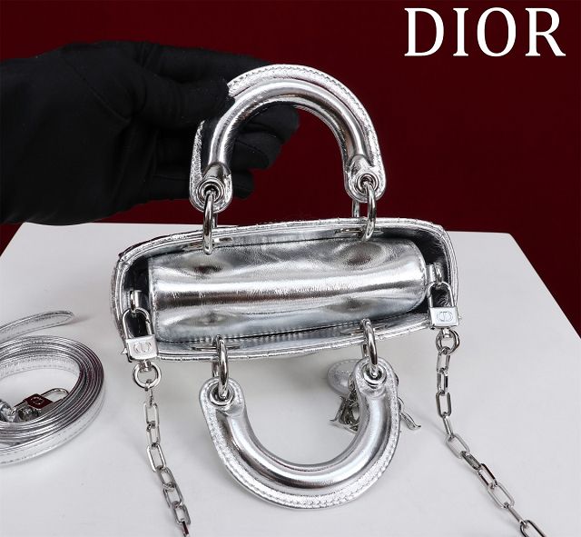 Dior original lambskin lady D-Joy micro bag S0910 silver