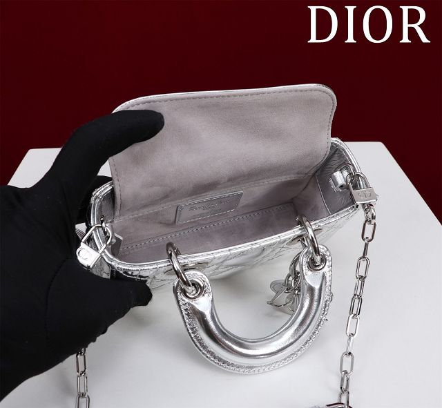 Dior original lambskin lady D-Joy micro bag S0910 silver