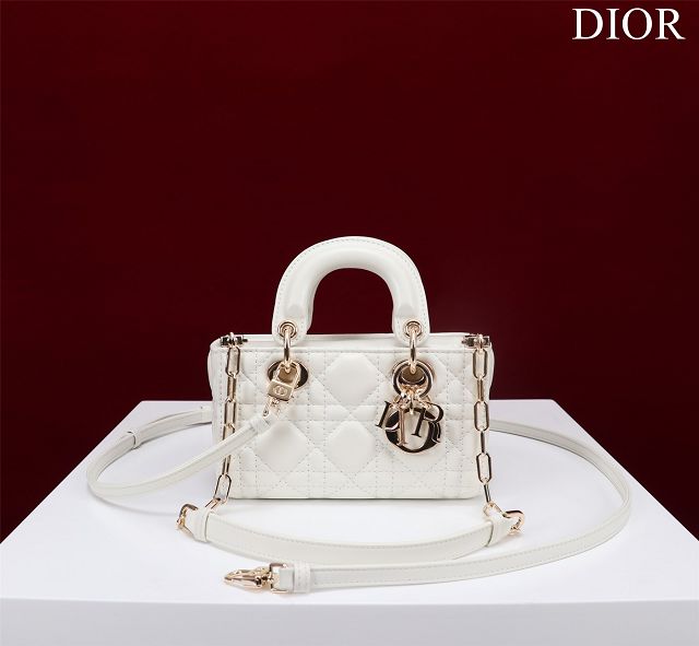 Dior original lambskin lady D-Joy micro bag S0910 white