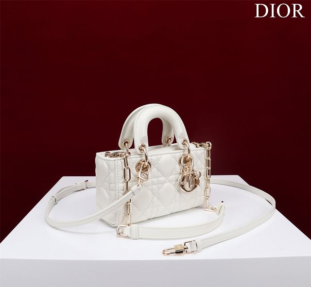 Dior original lambskin lady D-Joy micro bag S0910 white