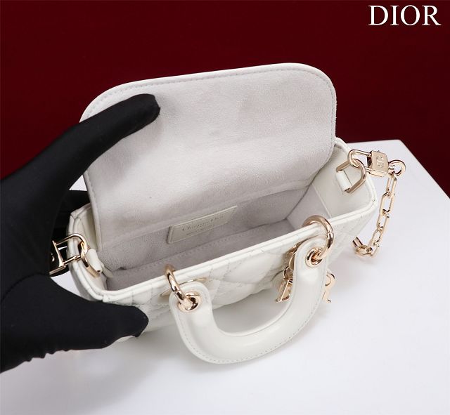 Dior original lambskin lady D-Joy micro bag S0910 white