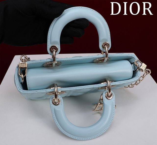 Dior original lambskin small lady D-Joy bag M0613 blue